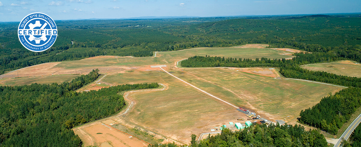 Megasite Aerial Overview with Quest logo