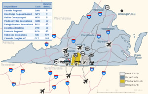 airports near Southern Virginia Regional Alliance